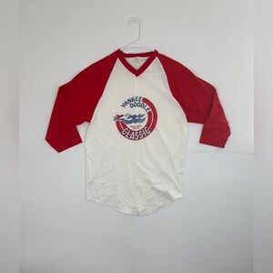 Vintage Yankee Doodle Classic T-Shirt XL Red White Baseball Tee New York 1980s